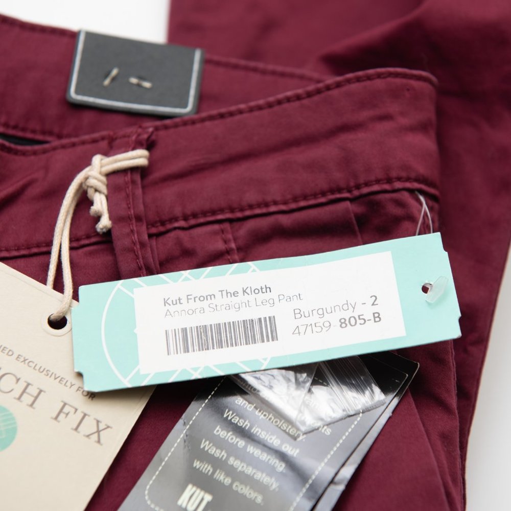 Kut From The Kloth Annora Pant Ankle Legnth Straight Burgundy Red Size 2 New - Picture 3 of 7